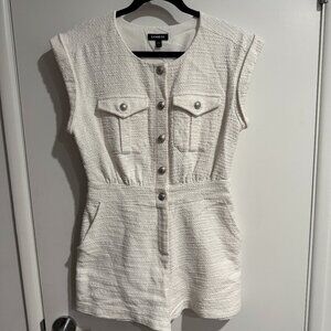 Express Tweed Sleeveless Utility Romper
